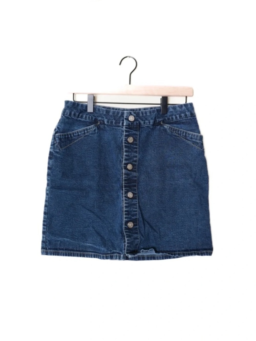 Calvin Klein Front Snap Button Down Jean Denim Skirt 90s Y2K Style